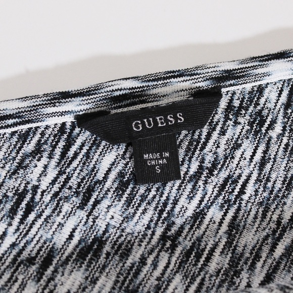 GUESS One Shoulder Top 3/4 Longsleeve Black White Marled Stretchy NWOT S - Picture 5 of 11